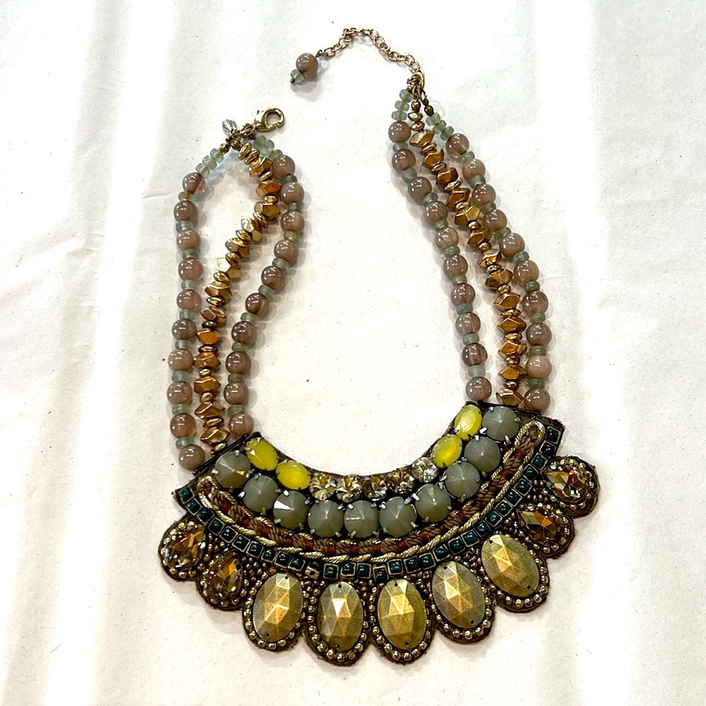 CHICO’s Logan Bib goldtone BOHO Necklace